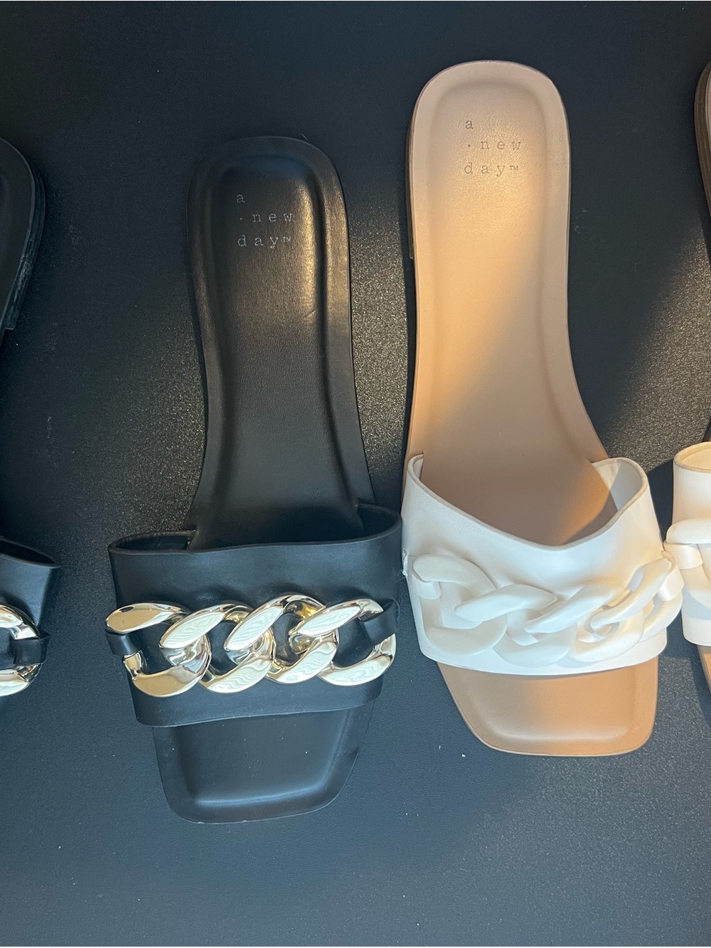 a new day Black and White Chain-Link Slide Sandals
